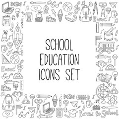 School education doodle vector icons set