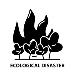 ecological disaster icon, black vector sign with editable strokes, concept illustration