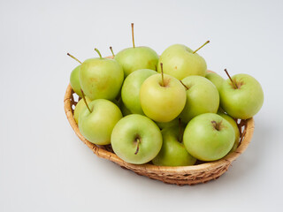 Apple on white table background, green Apple fruit background. natural fresh products.
