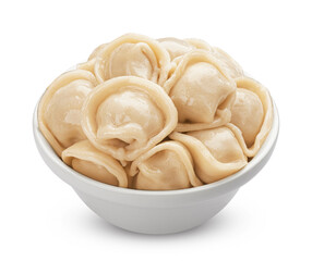 Meat dumplings, pelmeni isolated on white background