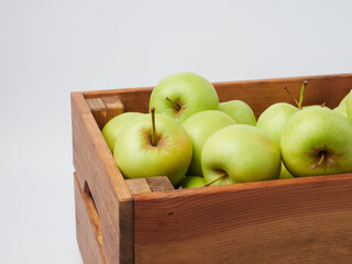 Apple on white table background, green Apple fruit background. natural fresh products.