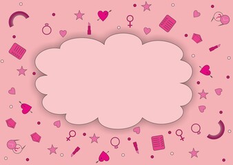 Feminine pink background with icons