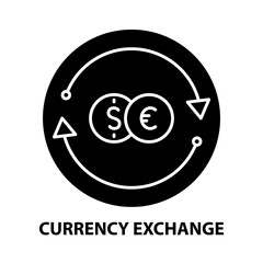 currency exchange icon, black vector sign with editable strokes, concept illustration