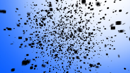 Abstract shatter burst. Geometric texture, dark triangles bursts and broken shattered debris vector set. Flying black shapes explosion, particles spray