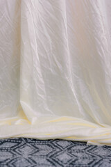 White and gray curtain background, photo studio fabric screen backdrop