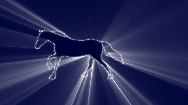 A HORSE IN VOLUMETRIC LIGHTS
Animated galloping horse with volumetric lights.HD 1080.Hand drawn animation.