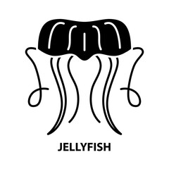 jellyfish icon, black vector sign with editable strokes, concept illustration