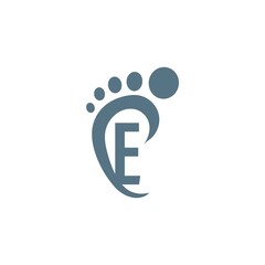 Letter E icon logo combined with footprint icon design