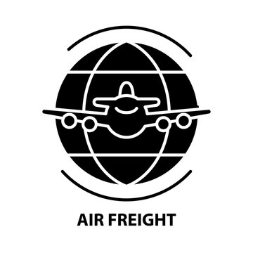 Air Freight Icon, Black Vector Sign With Editable Strokes, Concept Illustration