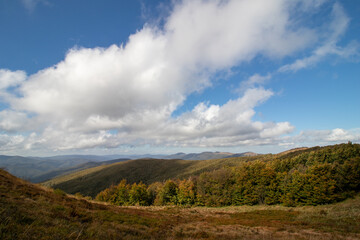 Autumn in the mountains. Bieszczady.  Wielka Rawka  Mountain Range