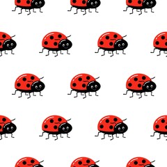 Seamless background with ladybug. Vector illustration. Pattern with beetles for tissue, paper, prints and other.