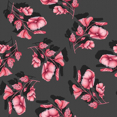 floral leaves pattern beautiful black background  