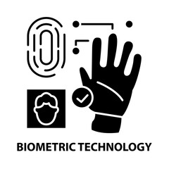 biometric technology icon, black vector sign with editable strokes, concept illustration