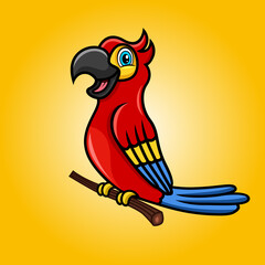 Modern cartoon parrot mascot.Vector illustration.
