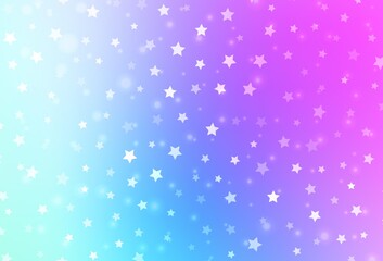 Obraz premium Light Pink, Blue vector template with ice snowflakes, stars.