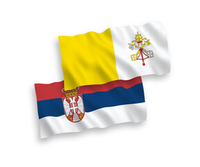Flags of Vatican and Serbia on a white background
