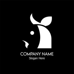Naklejka premium black and white cow logo