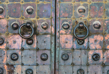 Steel door of Golden Dome of the Rock, in an Islamic shrine located on the Temple Mount in the Old City of Jerusalem.