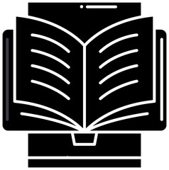 ebook reading icon, black vector sign with editable strokes, concept illustration