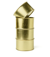 empty metal can for canned fish isolated on white background