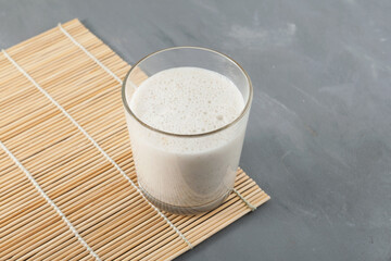 Misugaru Latte or Misutgaru. Healthy Korean multigrain  shake. Popular homemade breakfast drink