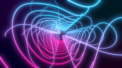 3D Rendered Modern Abstract glowing Neon Lines in 8K 