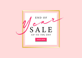 End of year sale banner template with lettering.