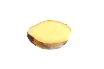 Slice of fresh ginger isolated on white