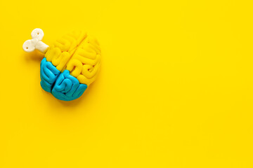 Ideas concept. Work of brain - model made of colorful clay, top view