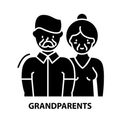 grandparents icon, black vector sign with editable strokes, concept illustration