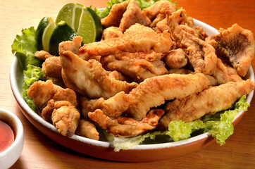 portion of fried Tilapia strips