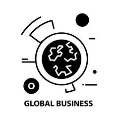 global business icon, black vector sign with editable strokes, concept illustration