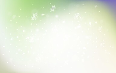 Light Green vector cover with beautiful snowflakes.