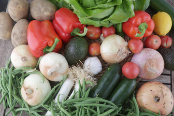 assortement group of raw vegetables as vegan food for detox