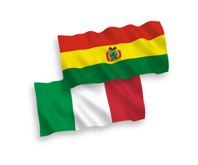Flags of Italy and Bolivia on a white background