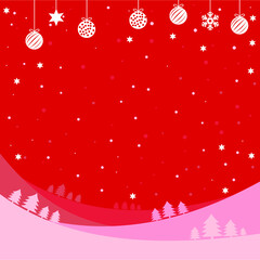 Red christmas background with pine snow ball, christmas pattern vector for elegant christmas card