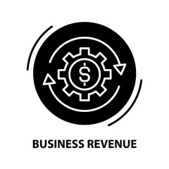 business revenue icon, black vector sign with editable strokes, concept illustration