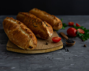 Georgian pastries on a black background.