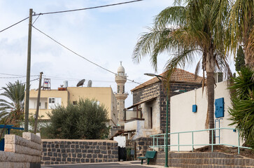 Architecture in the national Adyghe style in the Muslim Circassian - Adyghe village Kfar Kama,...