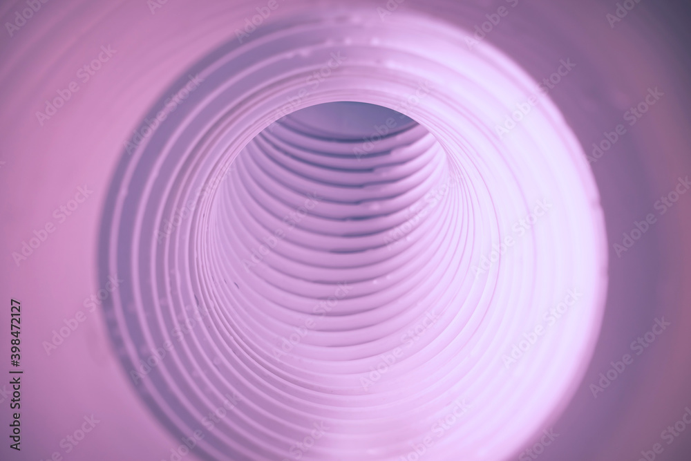 Aufkleber Beautiful round abstract white tunnel with color light on a background pattern textured ford design.
