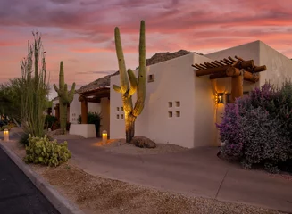 Acrylglasbilder Arizona arizona resort with cactus and sunset  © jdross75