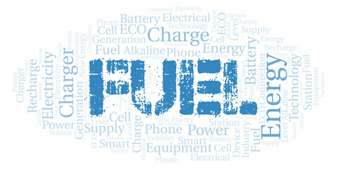 Obraz premium Fuel typography word cloud create with the text only.