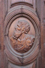 Bas-relief on the door of the Cathedral in Malaga