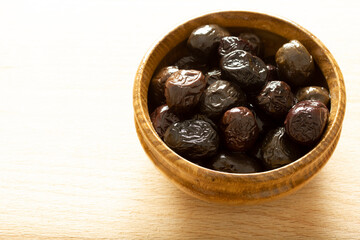 a plate of black olives