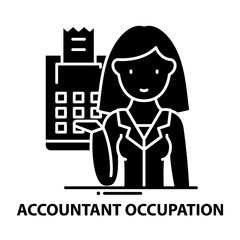 accountant occupation icon, black vector sign with editable strokes, concept illustration