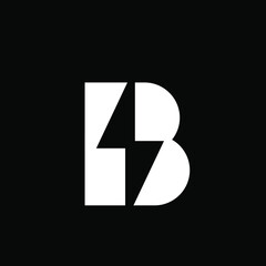 Power flash with Letter B logo design template 