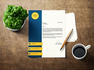 Corporate letterhead design in minimalist style  