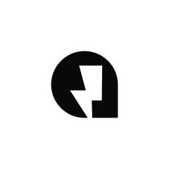 Power flash with Letter A logo design template 