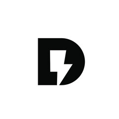 Power flash with Letter D logo design template 