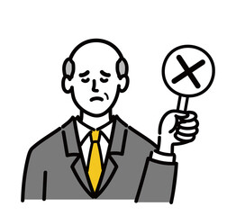 男性　シニア　スーツ　ベクター　ポップ　バツ　○&times;
